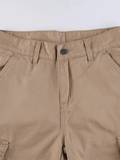 Solid Zipper Flap Pocket Cargo Pants -- YKIIY  CLOTHING