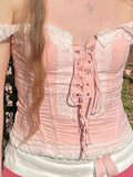 Spaghetti Strap Lace Up Camis -- YKIIY  CLOTHING