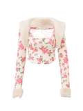 Square Neck Floral Printed Tops -- YKIIY  CLOTHING