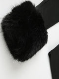 Square Neck Fur Patchwork Cuffs T-shirt -- YKIIY  CLOTHING