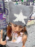 Star Color Block Cute Knitted Hat -- YKIIY  CLOTHING