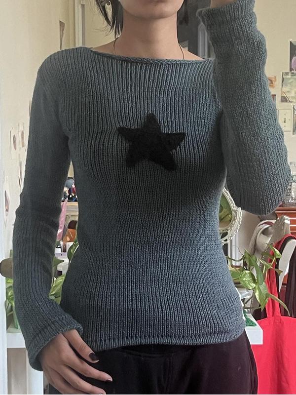 Star Long-sleeved Knite Blouse -- YKIIY  CLOTHING