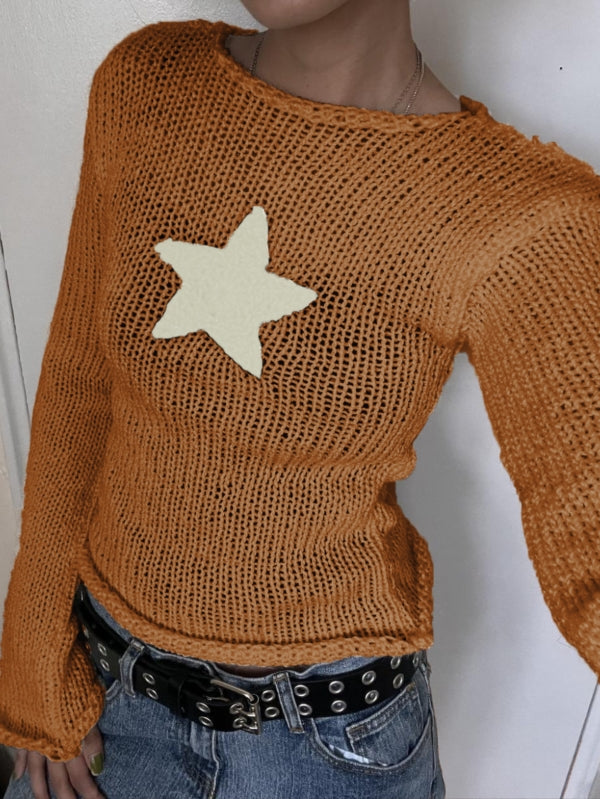 Star Long-sleeved Knite Blouse -- YKIIY  CLOTHING