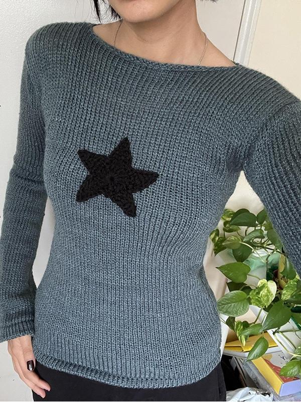 Star Long-sleeved Knite Blouse -- YKIIY  CLOTHING