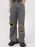 Straight Ripped Wide-leg Jeans -- YKIIY  CLOTHING