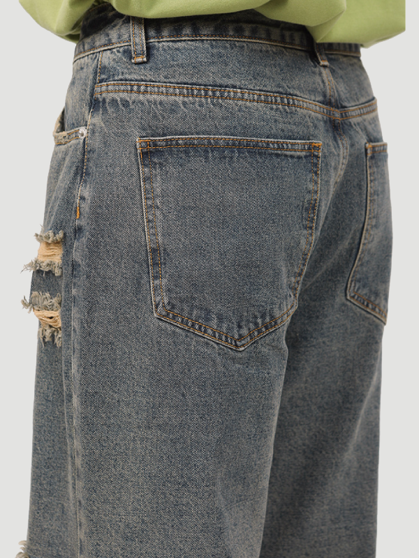 Straight Ripped Wide-leg Jeans -- YKIIY  CLOTHING