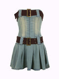 Strapless Chunck Belt Street Denim Dress -- YKIIY  CLOTHING