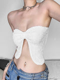 Strapless Exposed Navel Glitter Tank Top -- YKIIY  CLOTHING