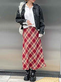 Street Checkered Maxi Skirt -- YKIIY  CLOTHING