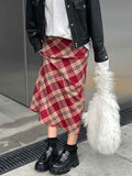 Street Checkered Maxi Skirt -- YKIIY  CLOTHING