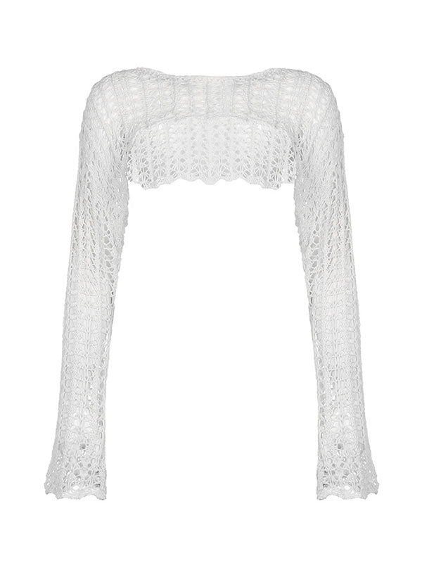 Street Fashion Crochet Bolero Knit Top -- YKIIY  CLOTHING