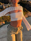 Street Fashion Crochet Bolero Knit Top -- YKIIY  CLOTHING