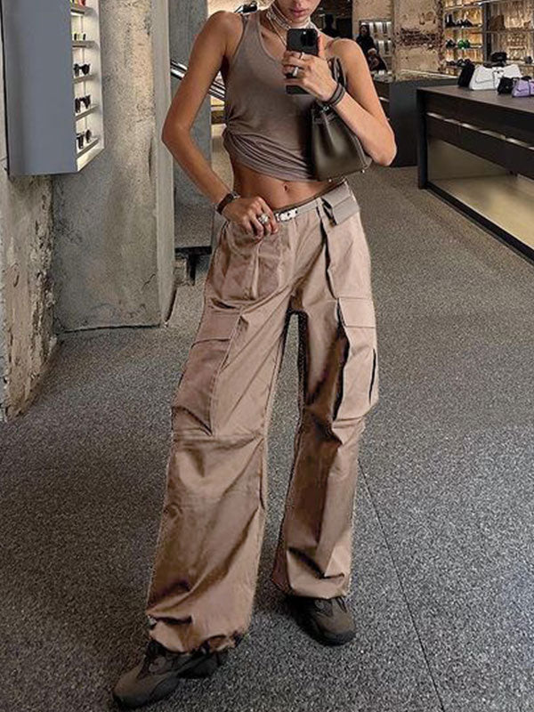 Street Fashion Plain Baggy Cargo Pants -- YKIIY  CLOTHING