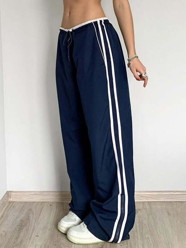 Street Fashion Striped Piping Baggy Sweatpants -- YKIIY  CLOTHING