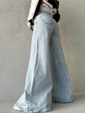 Street Plain Zipper Wide Legs Jeans -- YKIIY  CLOTHING