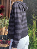 Striped sweatshirt hooded drawstring zipper cardigan -- YKIIY  CLOTHING