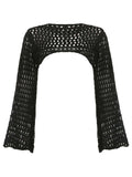 Stylish Long Sleeve Crochet Bolero Knit Top -- YKIIY  CLOTHING