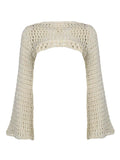 Stylish Long Sleeve Crochet Bolero Knit Top -- YKIIY  CLOTHING