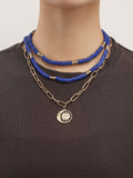 Sun Moon Multi Layered Smoky Pendant Necklace -- YKIIY  CLOTHING