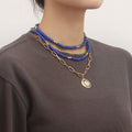 Sun Moon Multi Layered Smoky Pendant Necklace -- YKIIY  CLOTHING