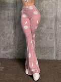 Sun Moon Printed Elastic Waist Pants -- YKIIY  CLOTHING