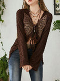 Textured Retro Lace Casual Butterfly Cardigan -- YKIIY  CLOTHING