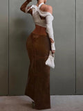 Vintage Back Slit Lace Up Bodycon Skirt -- YKIIY  CLOTHING