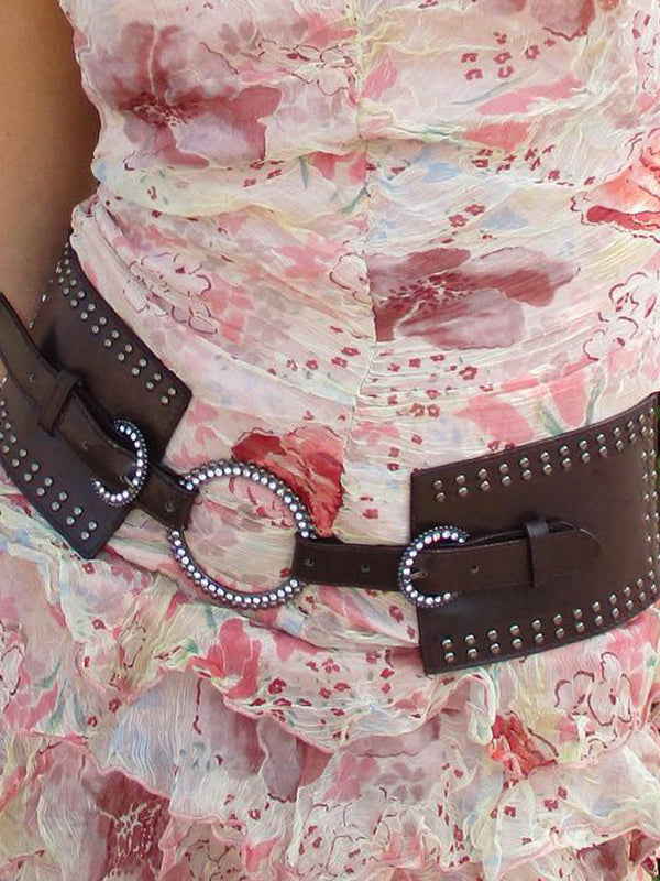 Vintage Diamond Buckle Wide Belt -- YKIIY  CLOTHING