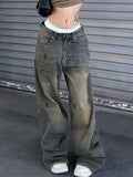 Vintage Letter Print Distressed Jeans -- YKIIY  CLOTHING