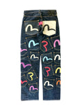 Vintage Letters Zipper Loose Fit Jeans -- YKIIY  CLOTHING