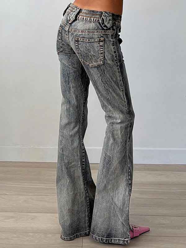 Vintage Low Rise Patch Pocket Jeans -- YKIIY  CLOTHING