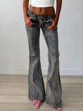 Vintage Low Rise Patch Pocket Jeans -- YKIIY  CLOTHING