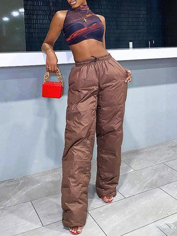 Vintage Plain Drawstring Pants -- YKIIY  CLOTHING