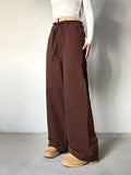 Vintage Plain Elastic Waist Drawstring Pants -- YKIIY  CLOTHING