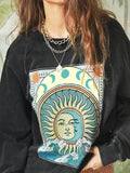 Vintage Printed Round Neck Sweatshirt -- YKIIY  CLOTHING