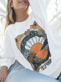 Vintage Printed Round Neck Sweatshirt -- YKIIY  CLOTHING