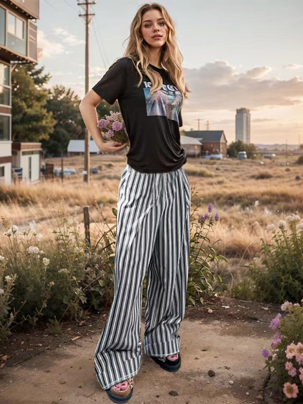 Vintage Striped Wide Leg Pants -- YKIIY  CLOTHING