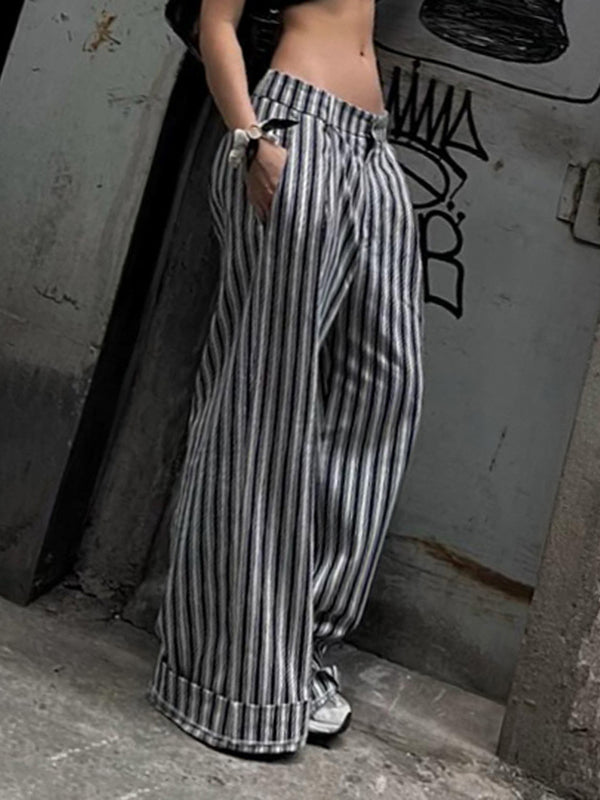 Vintage Striped Wide Leg Pants -- YKIIY  CLOTHING