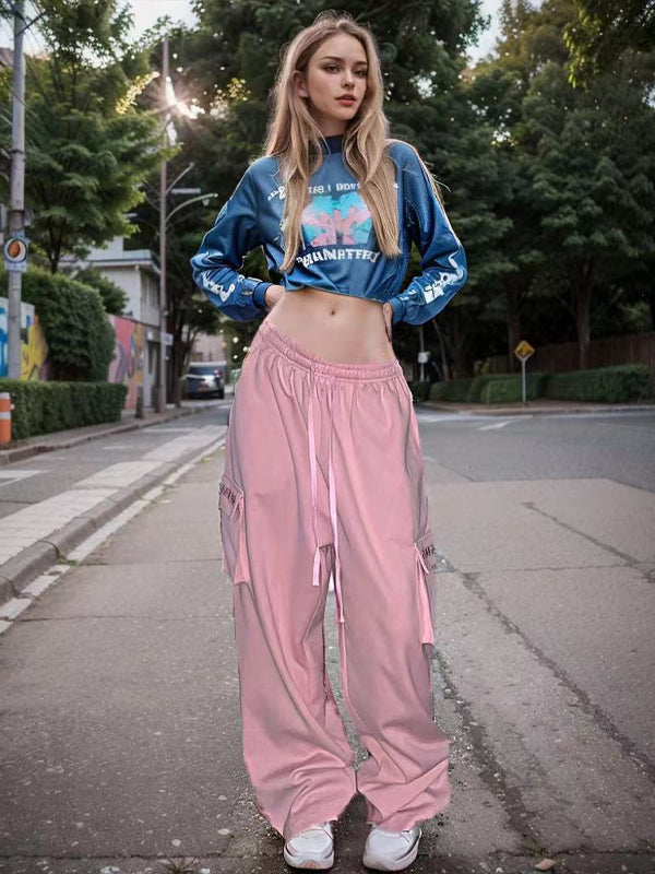 Vintage Wide Leg Drawstring Cargo Pants -- YKIIY  CLOTHING