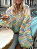 Warm Colorful Rainbow Cardigan -- YKIIY  CLOTHING