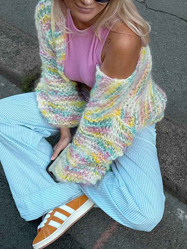 Warm Colorful Rainbow Cardigan -- YKIIY  CLOTHING