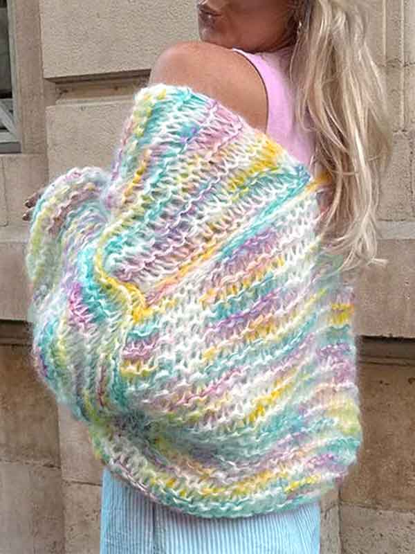 Warm Colorful Rainbow Cardigan -- YKIIY  CLOTHING