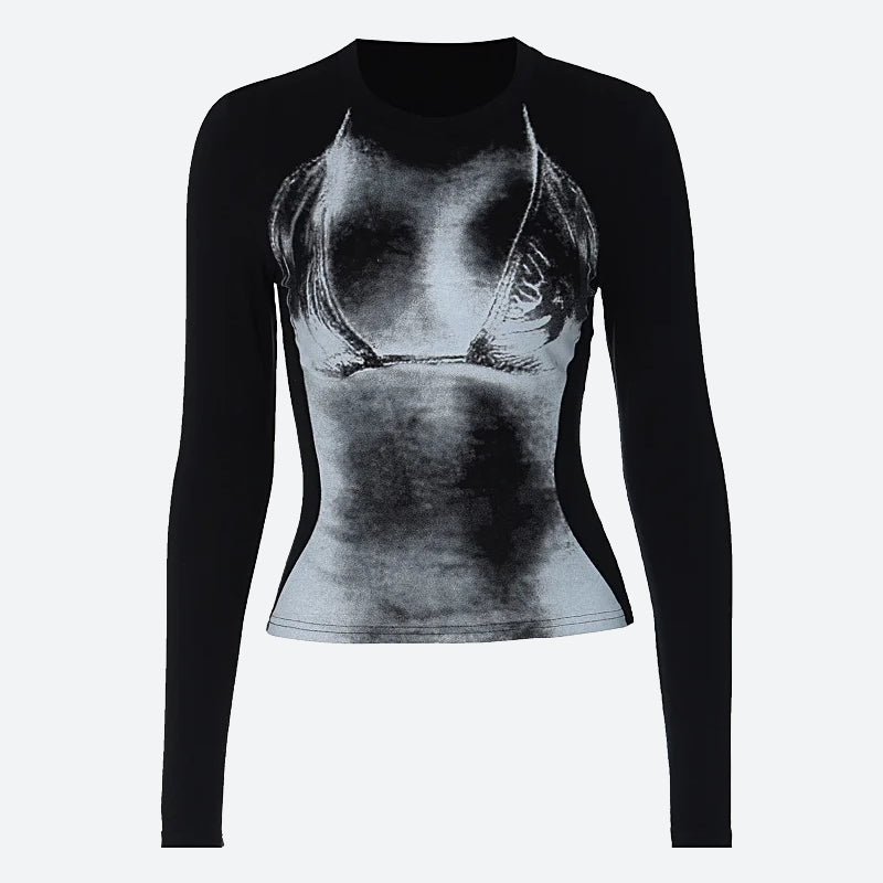 Y2K 3D Body Print Top -- YKIIY  CLOTHING