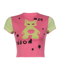 Y2K Animal Printed Exposed Navel T-Shirt -- YKIIY  CLOTHING