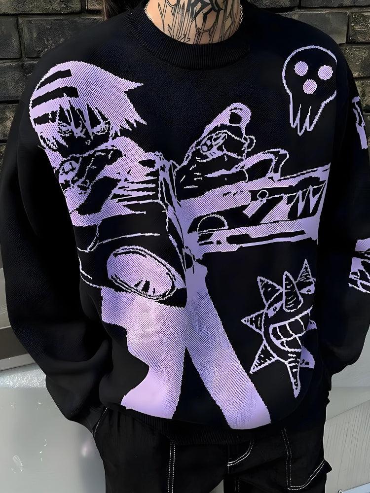 Y2K Anime Knitted Sweater -- YKIIY  CLOTHING