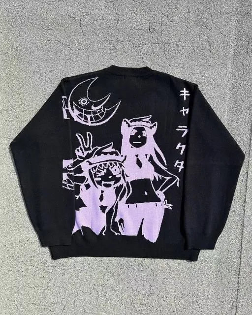 Y2K Anime Knitted Sweater -- YKIIY  CLOTHING