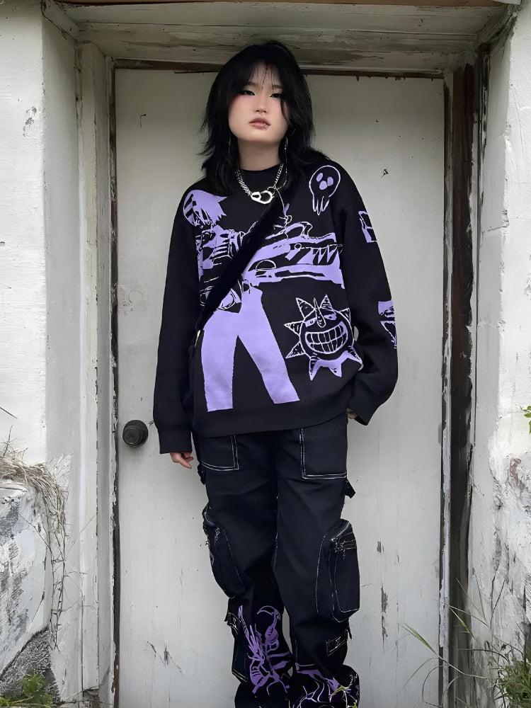 Y2K Anime Knitted Sweater -- YKIIY  CLOTHING