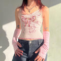 Y2K Butterfly Pink Crop Top -- YKIIY  CLOTHING