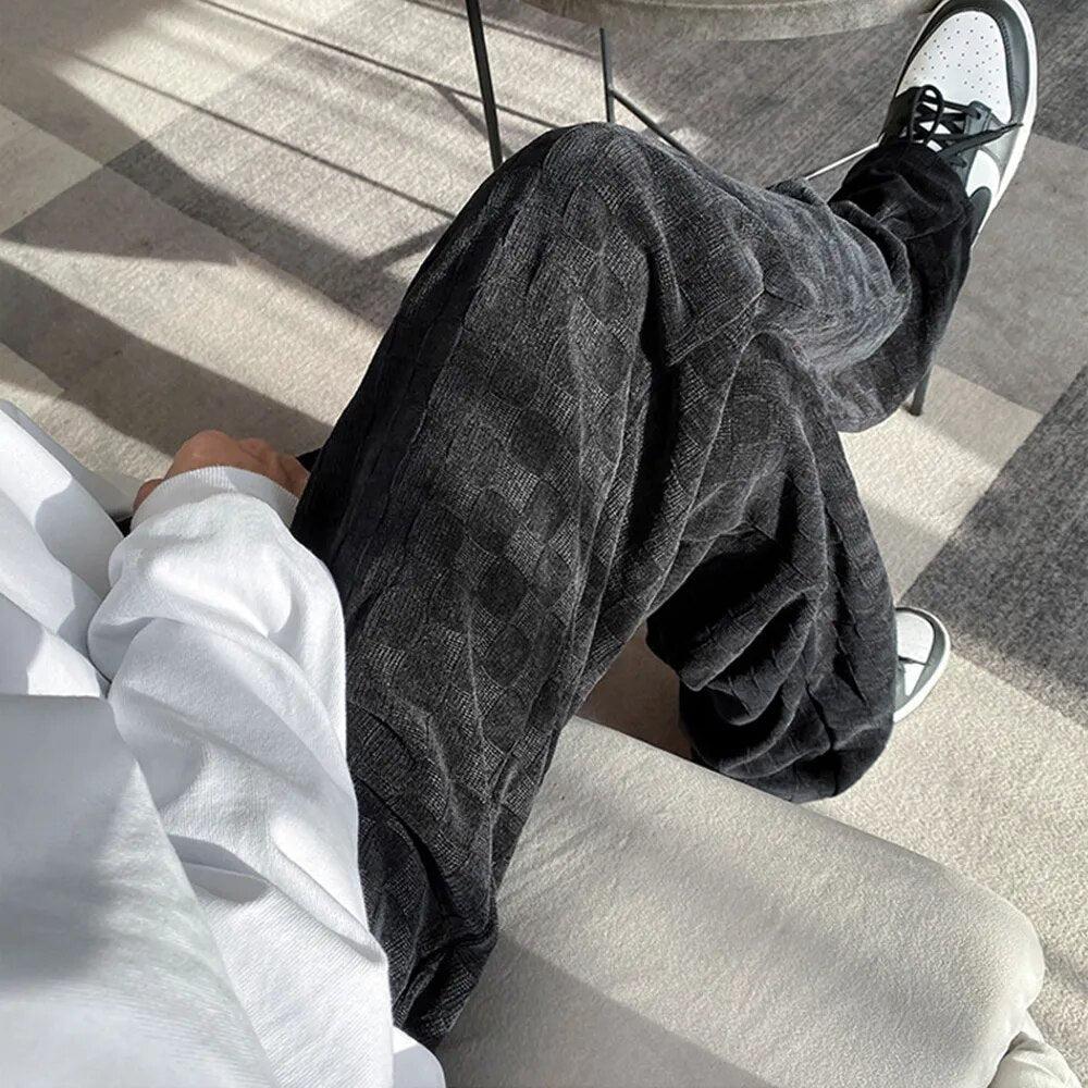 Y2K Checkered Elasticated Sweatpants -- YKIIY  CLOTHING