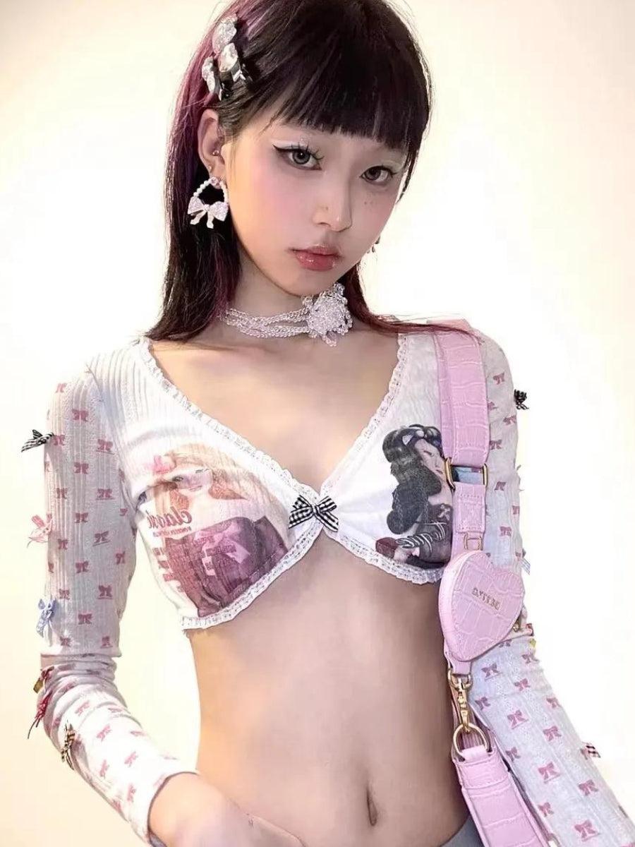 Y2K Coquette Barbie Crop Top -- YKIIY  CLOTHING